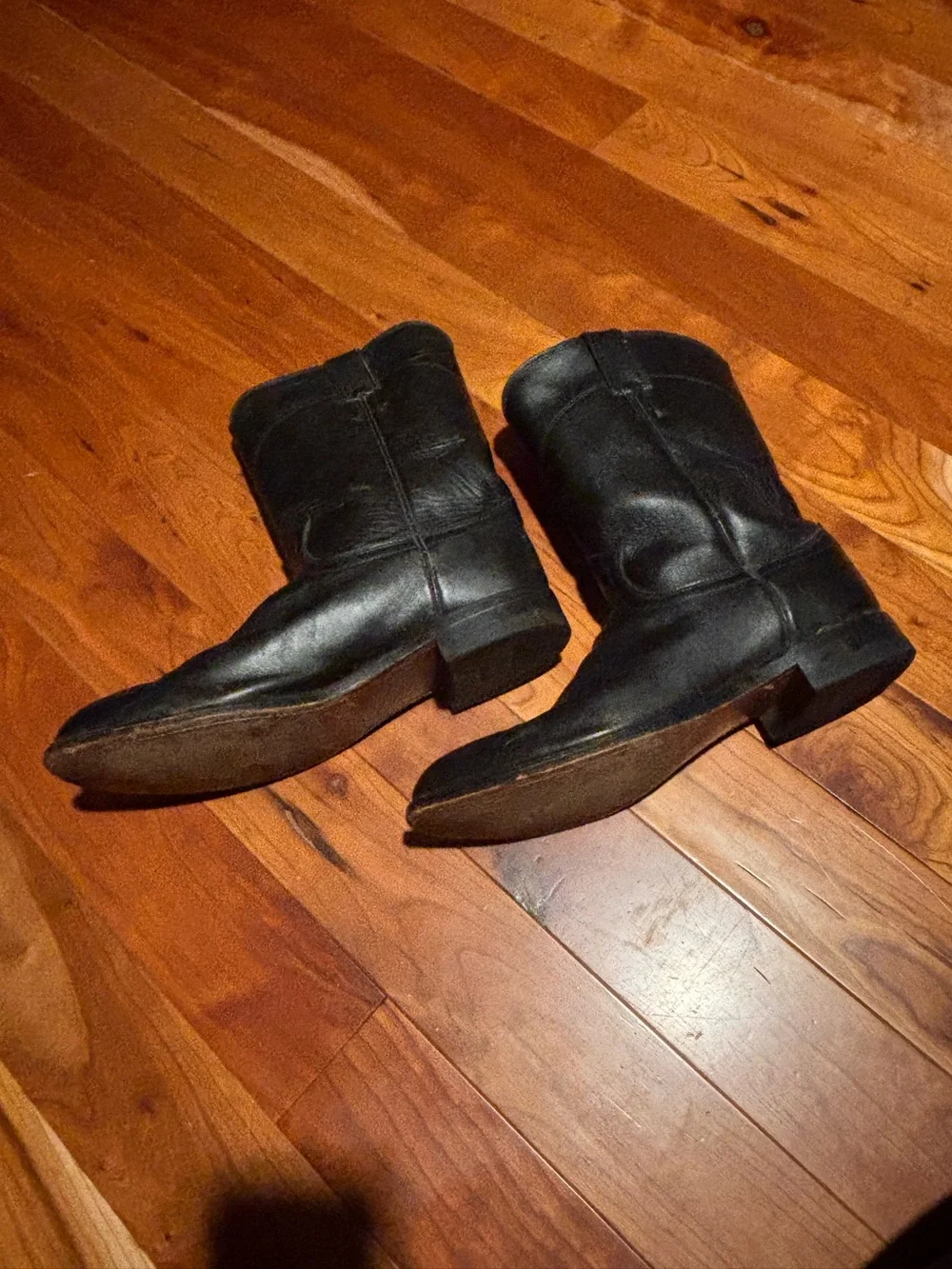 Men's Justin 3133 Black Leather Mid-Calf Roper Boots